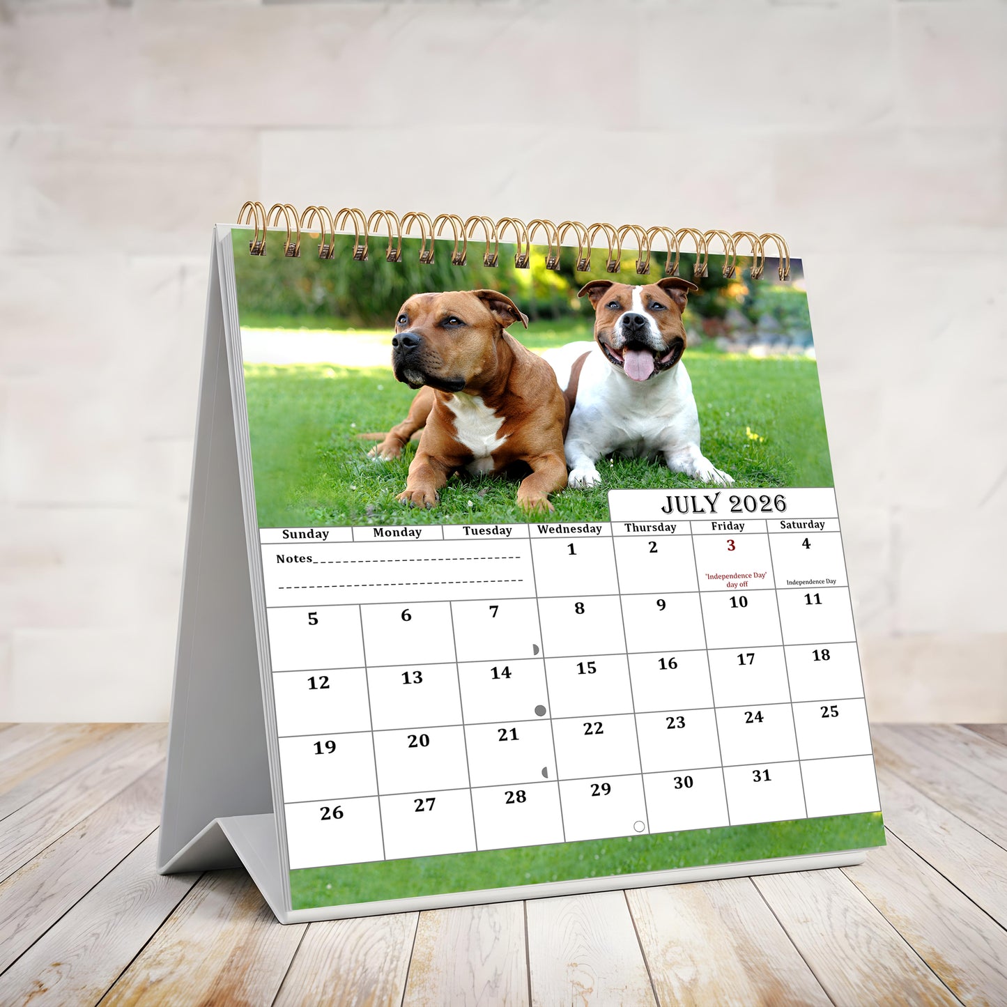 2026-2027 18 Months Standing Flip Desk Calendar Desktop Planner (Dogs)