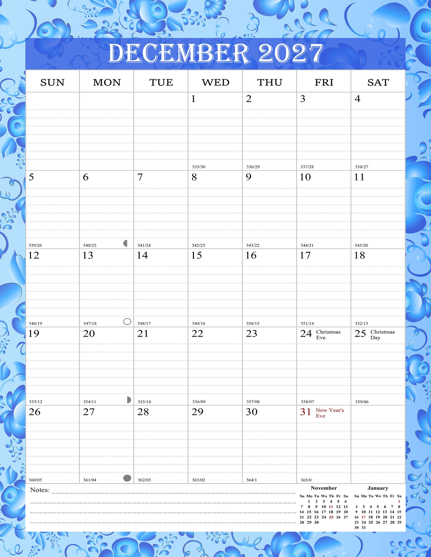 2026-2027 Wall Calendar Spiral-bound Twin-Wire Binding - 18 Months 8.5" x 11" 015