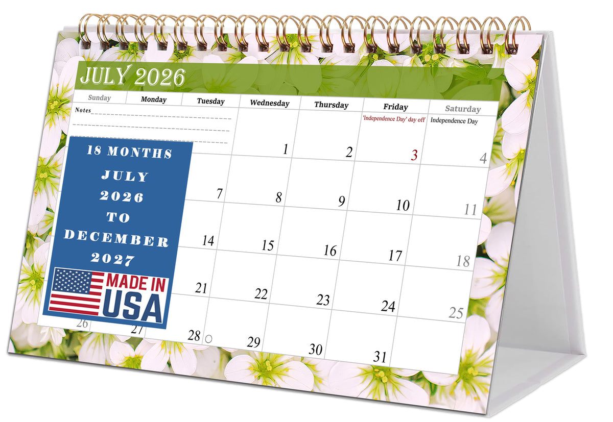 2026-2027 18 Months Standing Flip Desk Calendar Desktop Planner 013