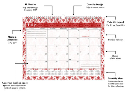 2026-2027 Monthly Spiral-Bound Wall / Desk Calendar - Desktop / Wall Blotter Calendar / Planner - (Edition #05)