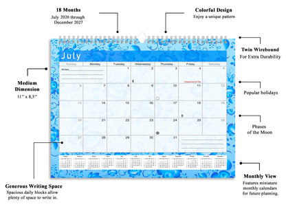 2026-2027 Monthly Spiral-Bound Wall / Desk Calendar - Desktop / Wall Blotter Calendar / Planner - (Edition #19)