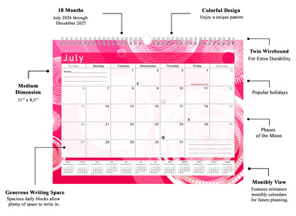 2026-2027 Monthly Spiral-Bound Wall / Desk Calendar - Desktop / Wall Blotter Calendar / Planner - (Edition #02)