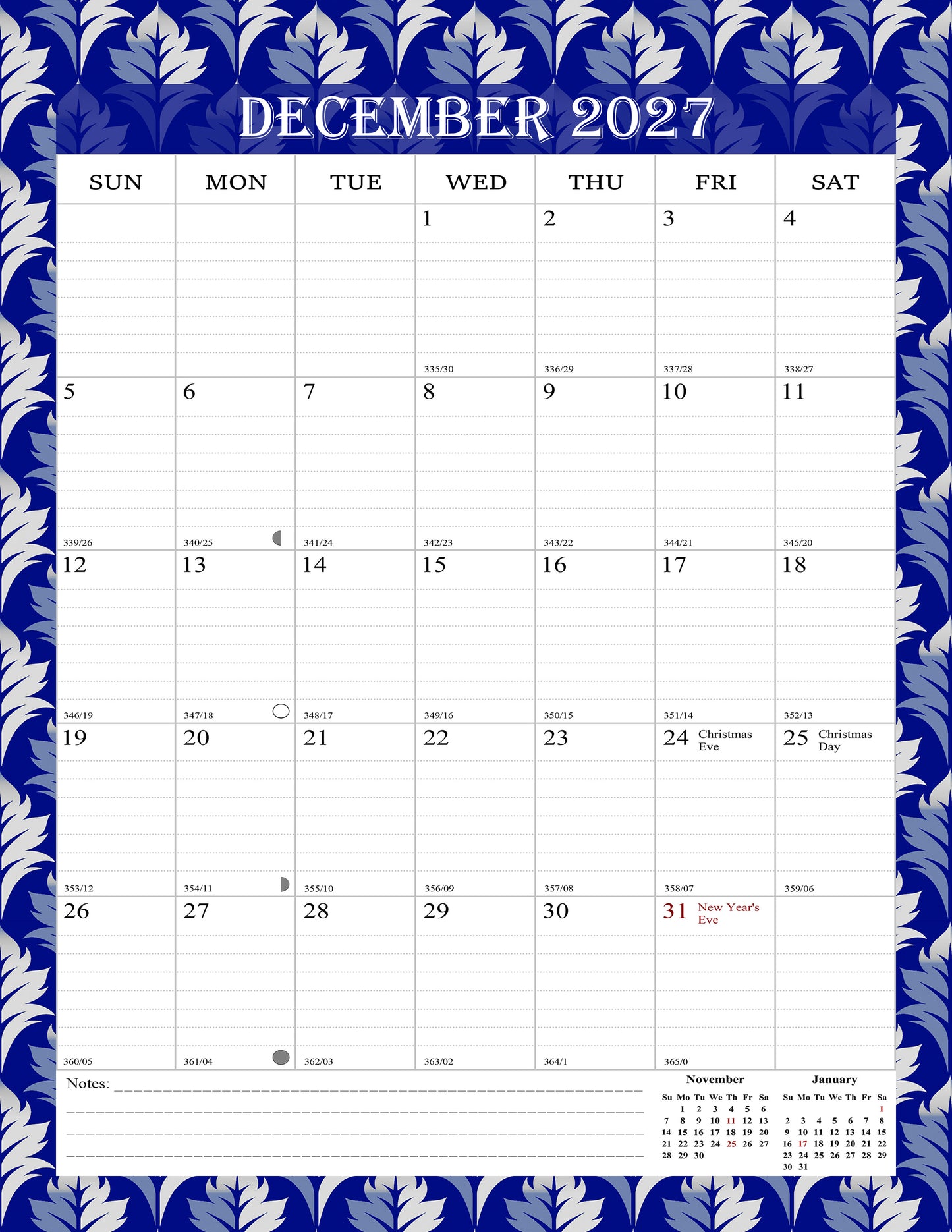 2026-2027 Wall Calendar Spiral-bound Twin-Wire Binding - 18 Months 8.5" x 11" 014