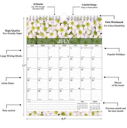 2025-2026 Wall Calendar Spiral-bound Twin-Wire Binding - 18 Months 8.5" x 11" 04