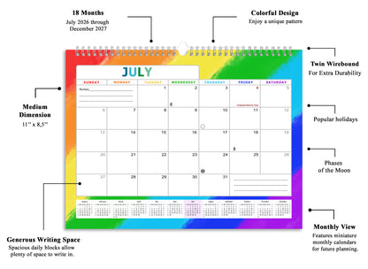2026-2027 Monthly Spiral-Bound Wall / Desk Calendar - Desktop / Wall Blotter Calendar / Planner - (Edition #28)