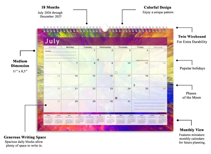 2026-2027 Monthly Spiral-Bound Wall / Desk Calendar - Desktop / Wall Blotter Calendar / Planner - (Edition #26)