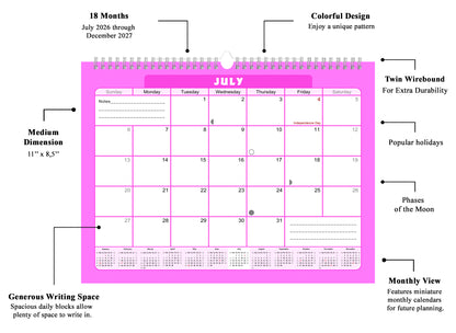 2026-2027 Monthly Spiral-Bound Wall / Desk Calendar - Desktop / Wall Blotter Calendar / Planner - (Edition #07)