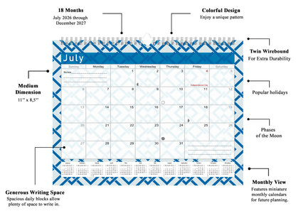 2026-2027 Monthly Spiral-Bound Wall / Desk Calendar - Desktop / Wall Blotter Calendar / Planner - (Edition #04)