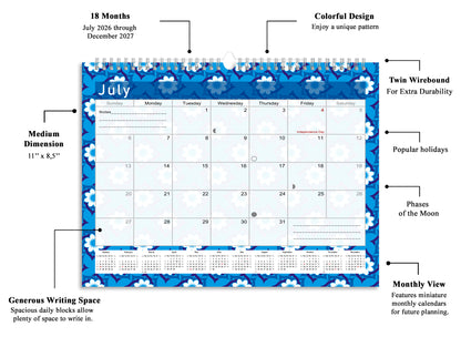 2026-2027 Monthly Spiral-Bound Wall / Desk Calendar - Desktop / Wall Blotter Calendar / Planner - (Edition #17)