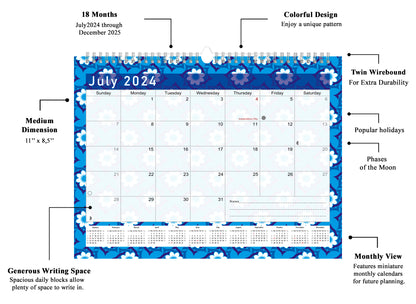 2024-2025 Monthly Spiral-Bound Wall / Desk Calendar - Desktop / Wall Blotter Calendar / Planner - (Edition #17)