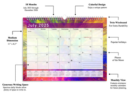 2025-2026 Monthly Spiral-Bound Wall / Desk Calendar - Desktop / Wall Blotter Calendar / Planner - (Edition #26)