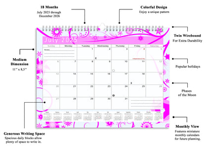2025-2026 Monthly Spiral-Bound Wall / Desk Calendar - Desktop / Wall Blotter Calendar / Planner - (Edition #10)