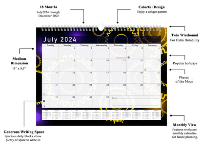 2024-2025 Monthly Spiral-Bound Wall / Desk Calendar - Desktop / Wall Blotter Calendar / Planner - (Edition #09)