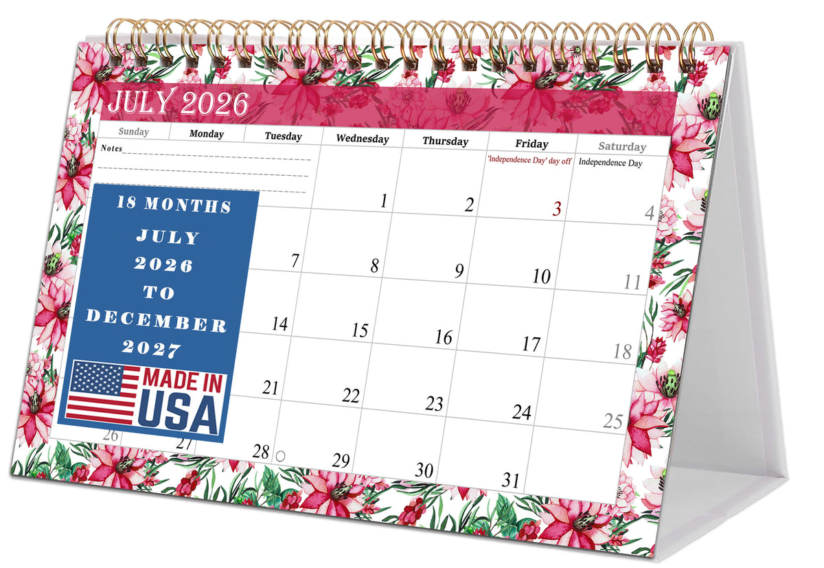 2026-2027 18 Months Standing Flip Desk Calendar Desktop Planner 012