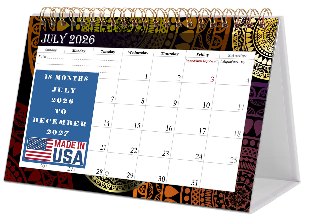2026-2027 18 Months Standing Flip Desk Calendar Desktop Planner 016