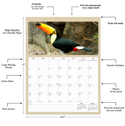 2026 - 2027 Calendar Magnetic Peel & Stick 18 Months Planner 8.5" x 11"