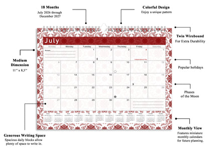2026-2027 Monthly Spiral-Bound Wall / Desk Calendar - Desktop / Wall Blotter Calendar / Planner - (Edition #14)