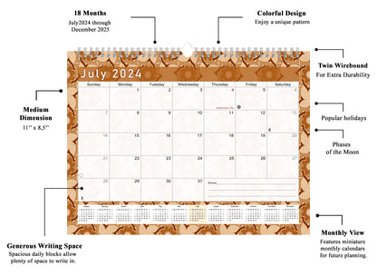 2024-2025 Monthly Spiral-Bound Wall / Desk Calendar - Desktop / Wall Blotter Calendar / Planner - (Edition #25)