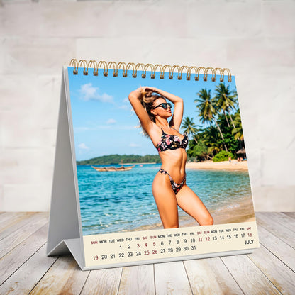 2026-2027 18 Months Standing Flip Desk Calendar Desktop Planner (Babes Bikini)