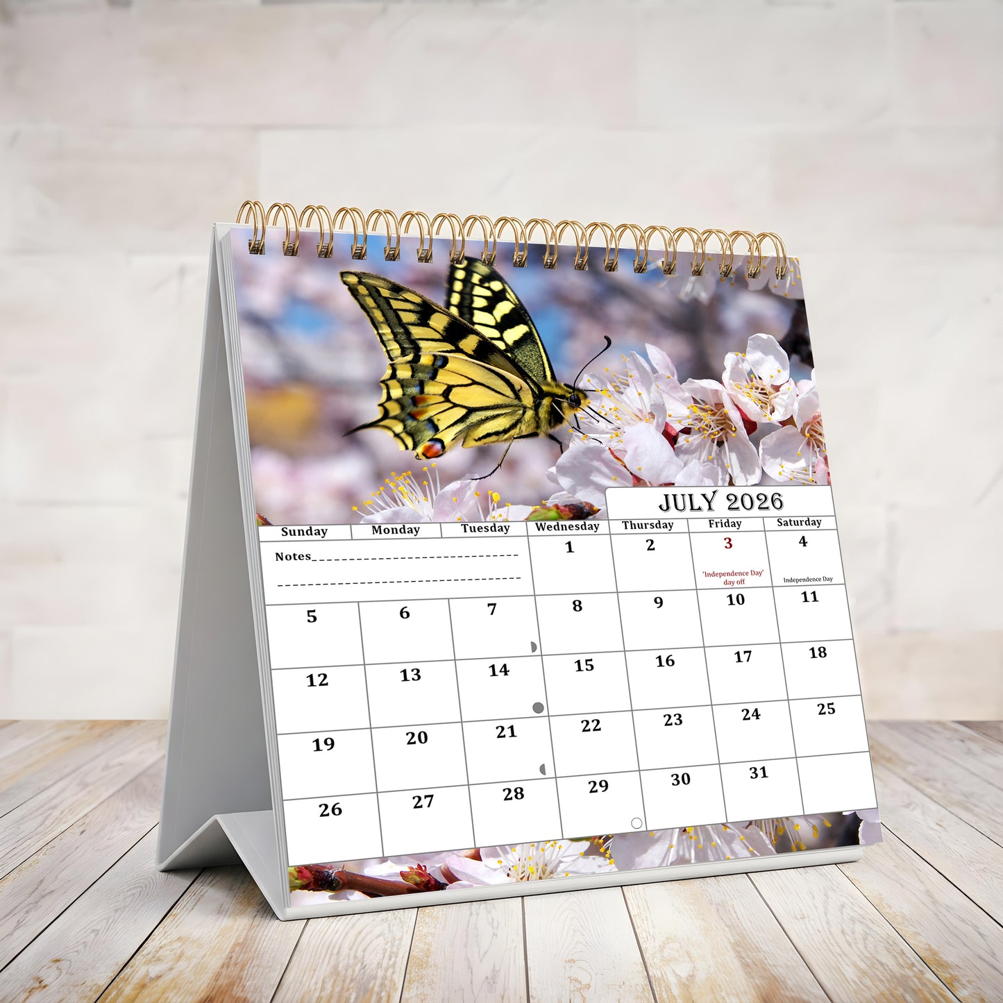 2026-2027 18 Months Standing Flip Desk Calendar Desktop Planner (Butterflies)