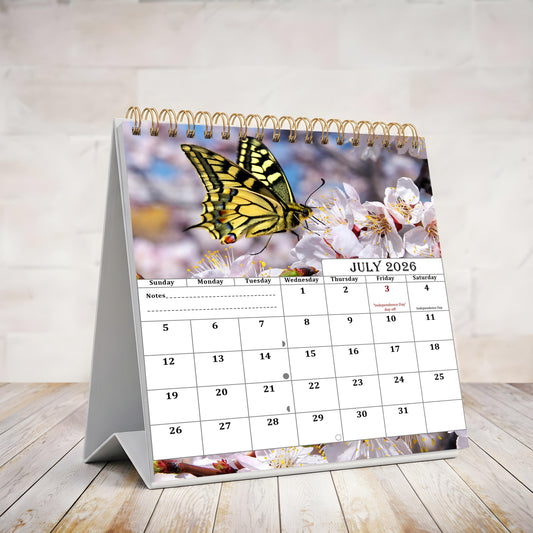 2026-2027 18 Months Standing Flip Desk Calendar Desktop Planner (Butterflies)