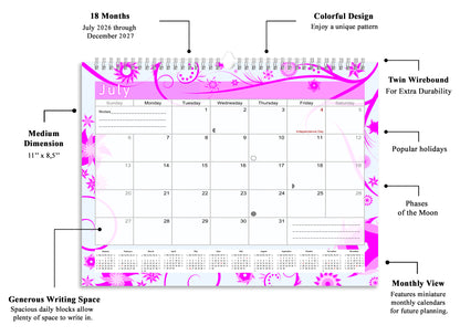 2026-2027 Monthly Spiral-Bound Wall / Desk Calendar - Desktop / Wall Blotter Calendar / Planner - (Edition #10)