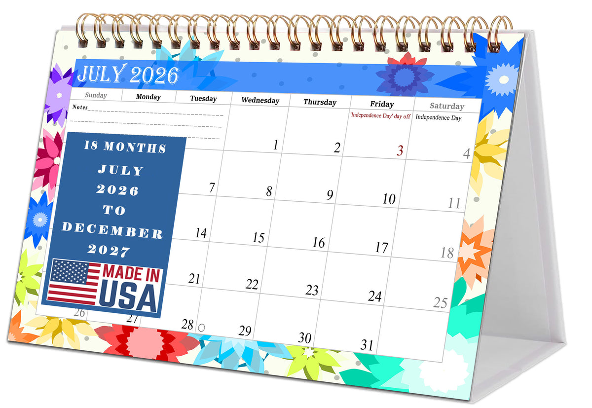 2026-2027 18 Months Standing Flip Desk Calendar Desktop Planner with To-Do List & Notes 01