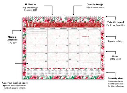 2026-2027 Monthly Spiral-Bound Wall / Desk Calendar - Desktop / Wall Blotter Calendar / Planner - (Edition #22)