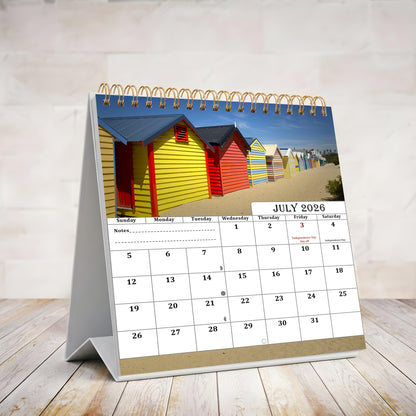 2026-2027 18 Months Standing Flip Desk Calendar Desktop Planner (Beaches)