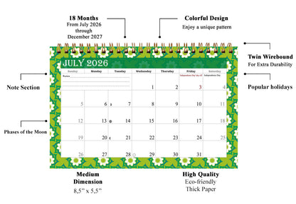 2026-2027 18 Months Standing Flip Desk Calendar Desktop Planner 06