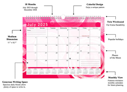 2025-2026 Monthly Spiral-Bound Wall / Desk Calendar - Desktop / Wall Blotter Calendar / Planner - (Edition #02)