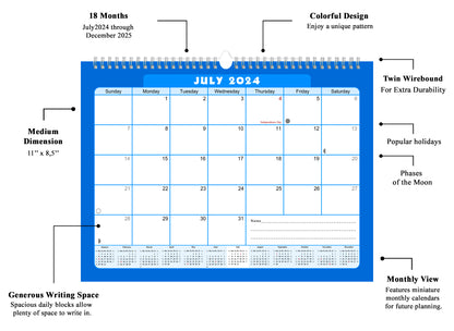 2024-2025 Monthly Spiral-Bound Wall / Desk Calendar - Desktop / Wall Blotter Calendar / Planner - (Edition #06)
