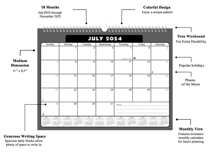 2024-2025 Monthly Spiral-Bound Wall / Desk Calendar - Desktop / Wall Blotter Calendar / Planner - (Edition #31)