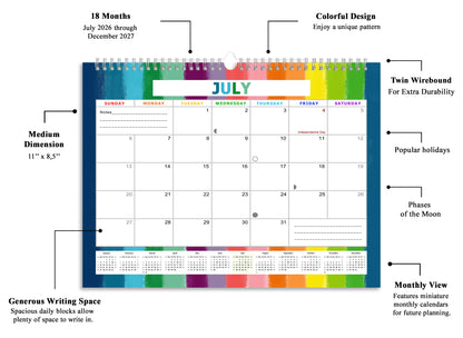 2026-2027 Monthly Spiral-Bound Wall / Desk Calendar - Desktop / Wall Blotter Calendar / Planner - (Edition #27)