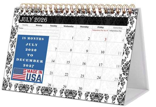 2026-2027 18 Months Standing Flip Desk Calendar Desktop Planner 019