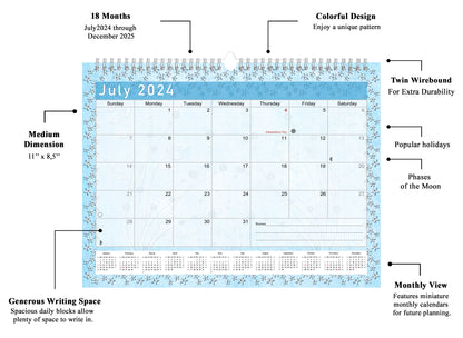 2024-2025 Monthly Spiral-Bound Wall / Desk Calendar - Desktop / Wall Blotter Calendar / Planner - (Edition #18)