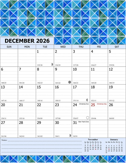 2025-2026 Wall Calendar Spiral-bound Twin-Wire Binding - 18 Months 8.5" x 11" 018