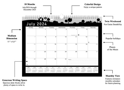 2024-2025 Monthly Spiral-Bound Wall / Desk Calendar - Desktop / Wall Blotter Calendar / Planner - (Edition #15)