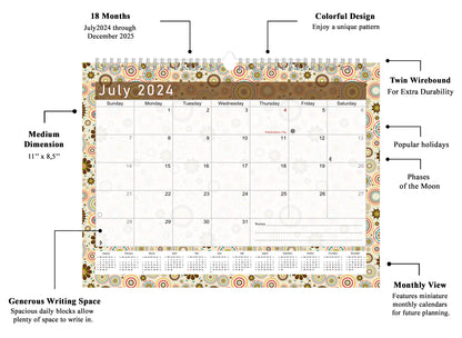 2024-2025 Monthly Spiral-Bound Wall / Desk Calendar - Desktop / Wall Blotter Calendar / Planner - (Edition #20)