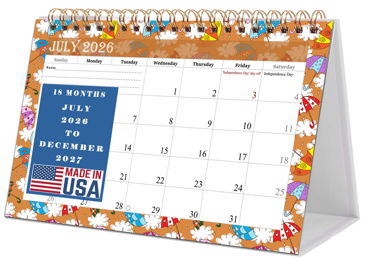 2026-2027 18 Months Standing Flip Desk Calendar Desktop Planner 014