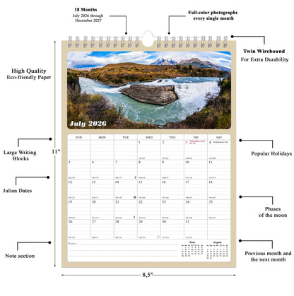 2026 - 2027 Calendar Magnetic Peel & Stick 18 Months 8.5" x 11" National Parks