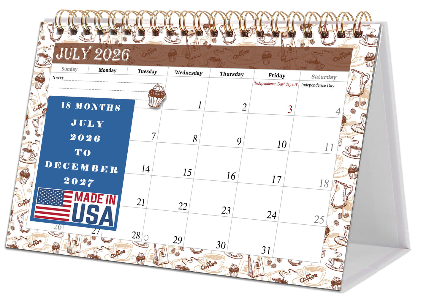 2026-2027 18 Months Standing Flip Desk Calendar Desktop Planner 020