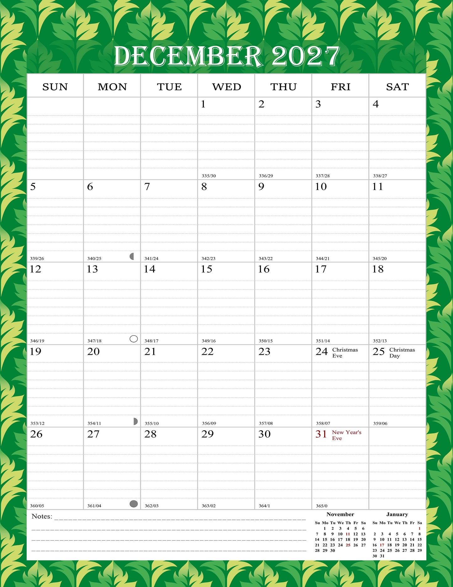 2026-2027 Wall Calendar Spiral-bound Twin-Wire Binding - 18 Months 8.5" x 11" 013
