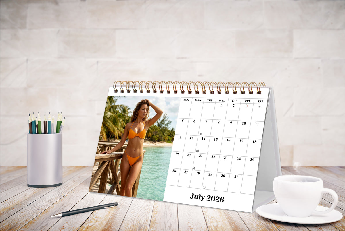 2026-2027 -18 Months Desk Calendar Desktop Planner with To-Do List (Babes Bikini)