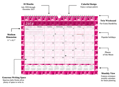 2026-2027 Monthly Spiral-Bound Wall / Desk Calendar - Desktop / Wall Blotter Calendar / Planner - (Edition #03)