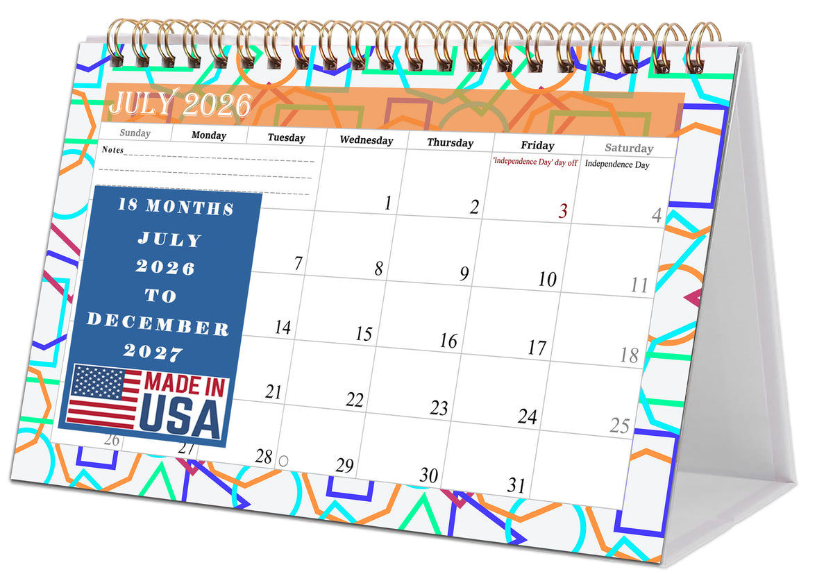2026-2027 18 Months Standing Flip Desk Calendar Desktop Planner 011