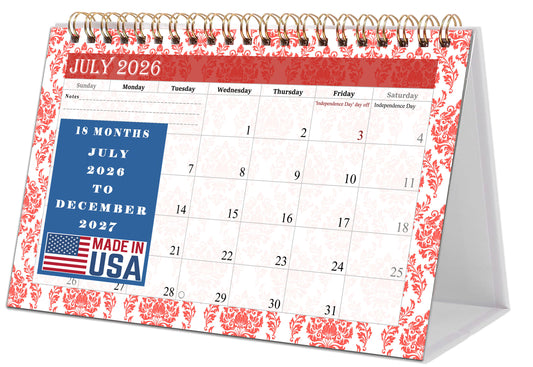 2026-2027 18 Months Standing Flip Desk Calendar Desktop Planner 018