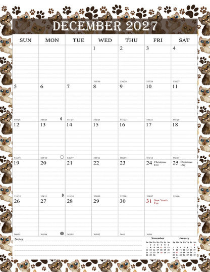 2026-2027 Wall Calendar Spiral-bound Twin-Wire Binding - 18 Months 8.5" x 11" 017
