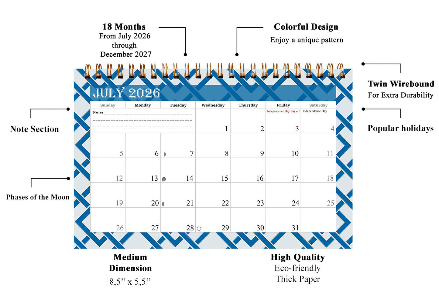 2026-2027 18 Months Standing Flip Desk Calendar Desktop Planner 04