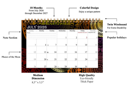 2026-2027 18 Months Standing Flip Desk Calendar Desktop Planner 016
